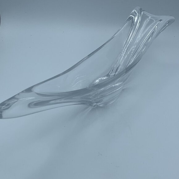 Signed Daum France Crystal Freeform Sculpture Vase - 14” Long, Elegant Design - Picture 2 of 9